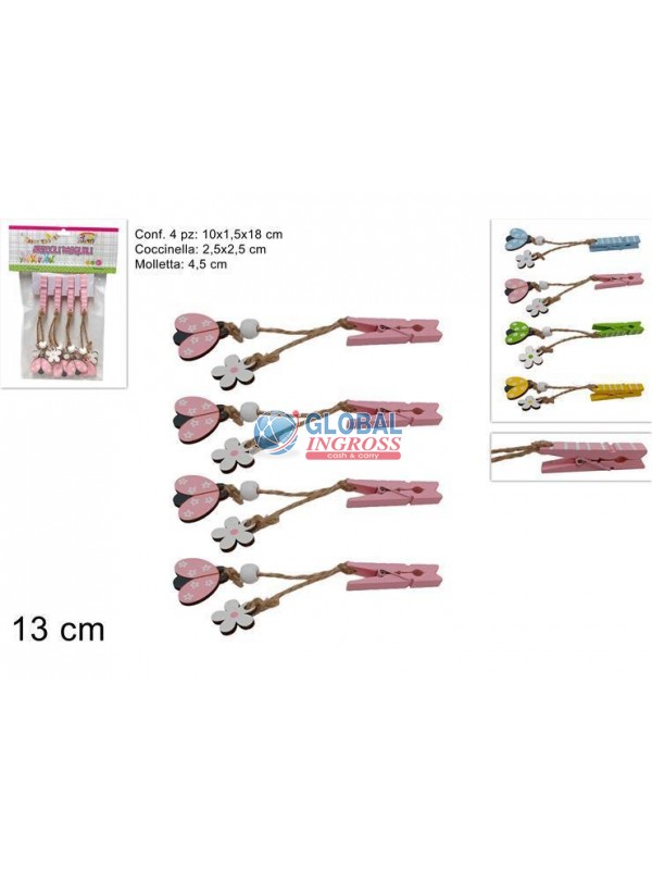 MOLLETTE 4pz C/COCCINELLA COL.ASS.