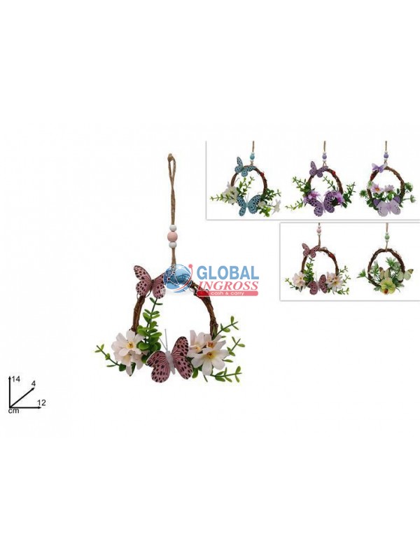 APPENDINO UOVO INTRECCIATO LEGNO C/FARFALLE