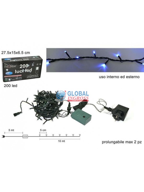 LUCI 200 LED BLU PROGRAMM.EST.