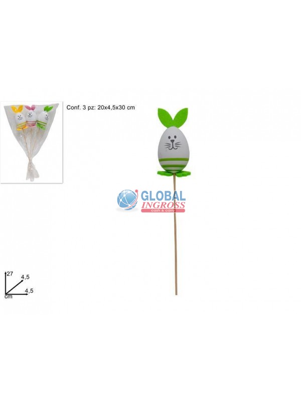 SPILLONI UOVA VISO CONIGLIO 3pz