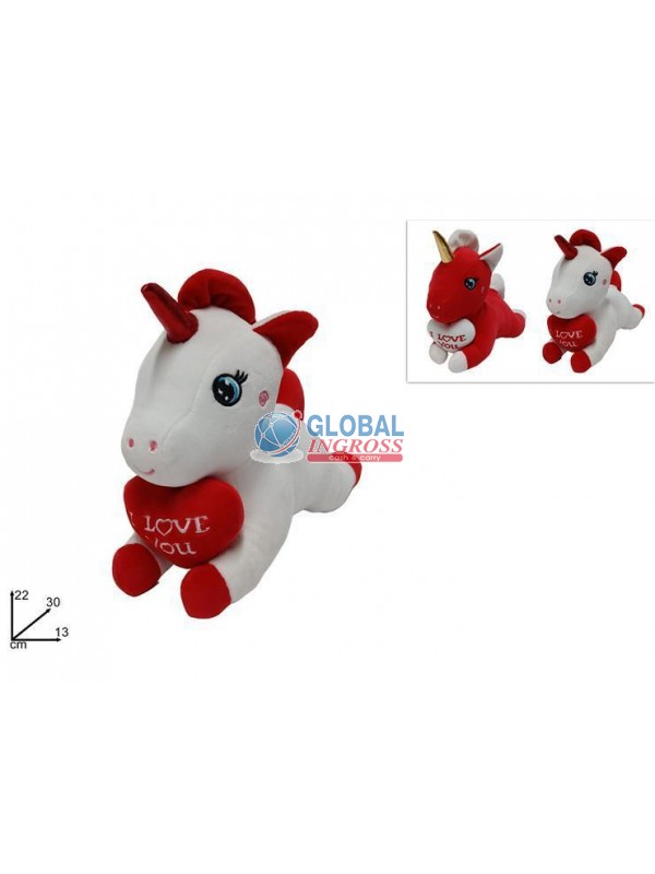 PELUCHE UNICORNO SDRAIATO C/CUORE