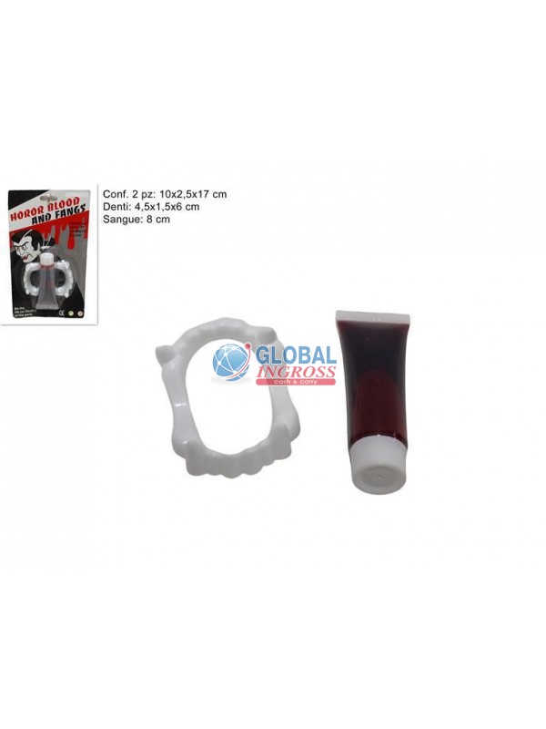 KIT DENTI DRACULA C/SANGUE FINTO