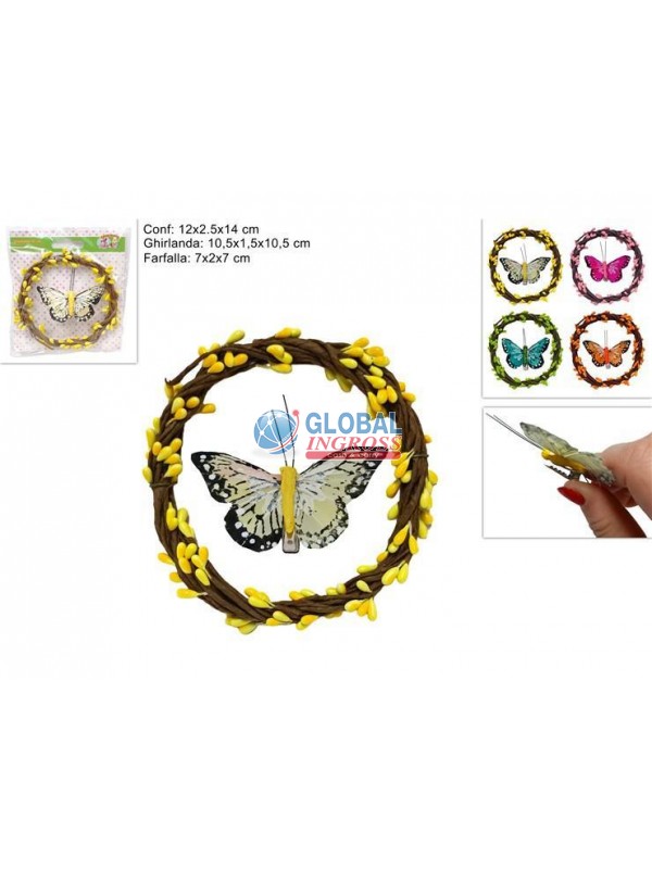 GHIRLANDA 10cm C/PINZETTA FARFALLA