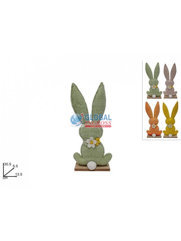 CONIGLIO BASE LEGNO 30cm COL.ASS.