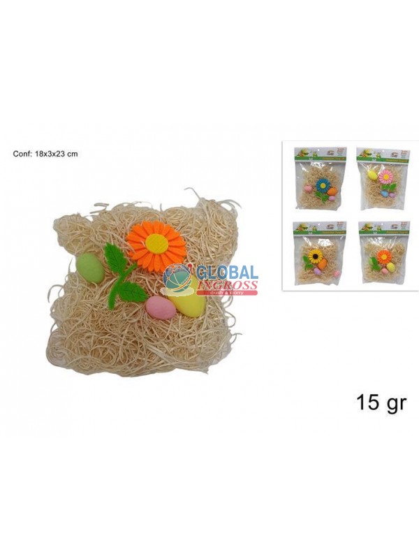 PAGLIA TRUCIOLO LEGNO 15gr CON DECORAZIONI PASQUALI