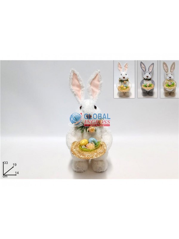 CONIGLIO IN PIEDI C/CAPPELLO 33cm