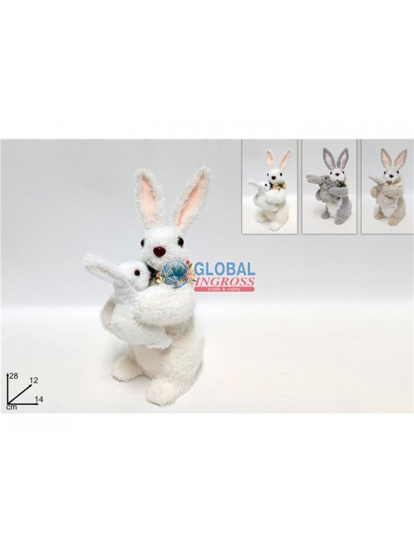 CONIGLIO E CONIGLIETTO PELLICCIA 28cm