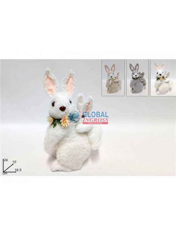 CONIGLIO E CONIGLIETTO PELLICCIA 24cm