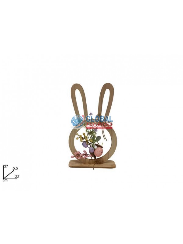 DECORAZIONE LEGNO VISO CONIGLIO 37cm