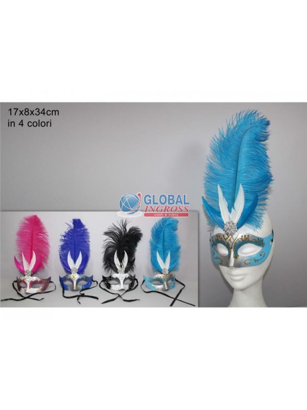 MASCHERA C/PIUME COL.ASS.