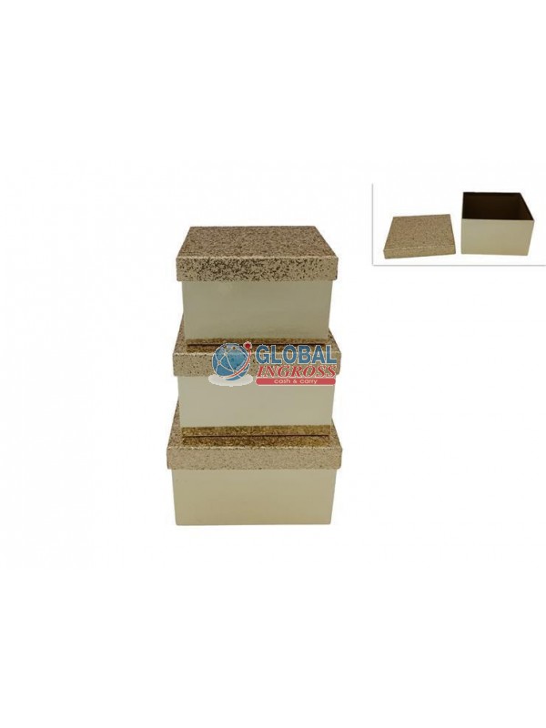 SCATOLA ORO C/COPERCHIOGLITTER 21x21 H.13