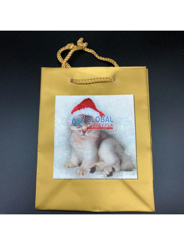 SHOPPER NATALE ORO GATTINO 33x25x9