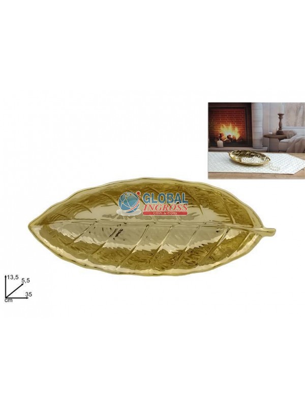 VASSOIO FOGLIA ORO 35cm