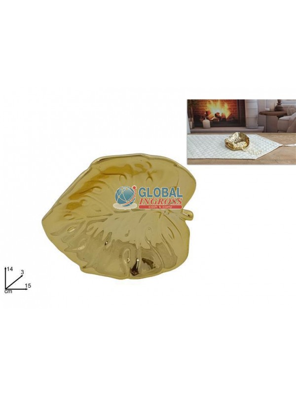 VASSOIO FOGLIA ORO LUCIDO 15cm