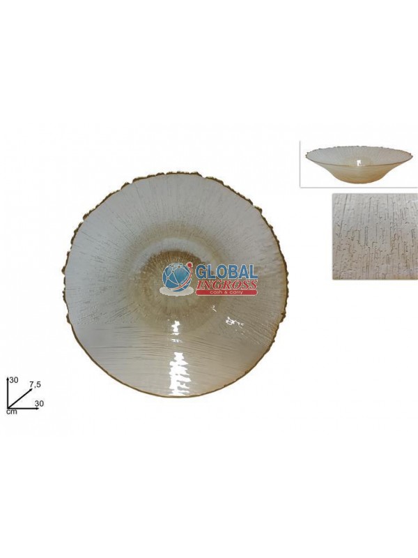CENTROTAVOLA VETRO ORO C/BORDO ORO 30cm