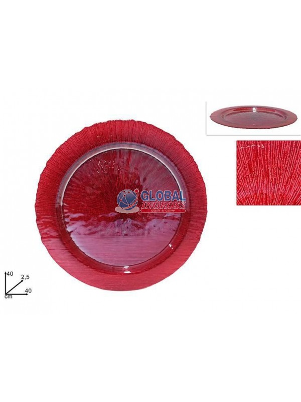 PIATTO VETRO 40cm ROSSO