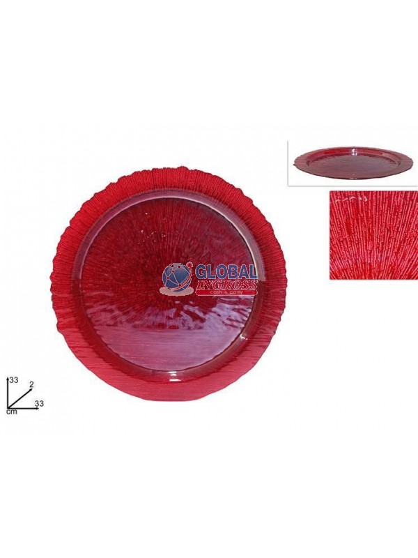 PIATTO VETRO 33cm ROSSO