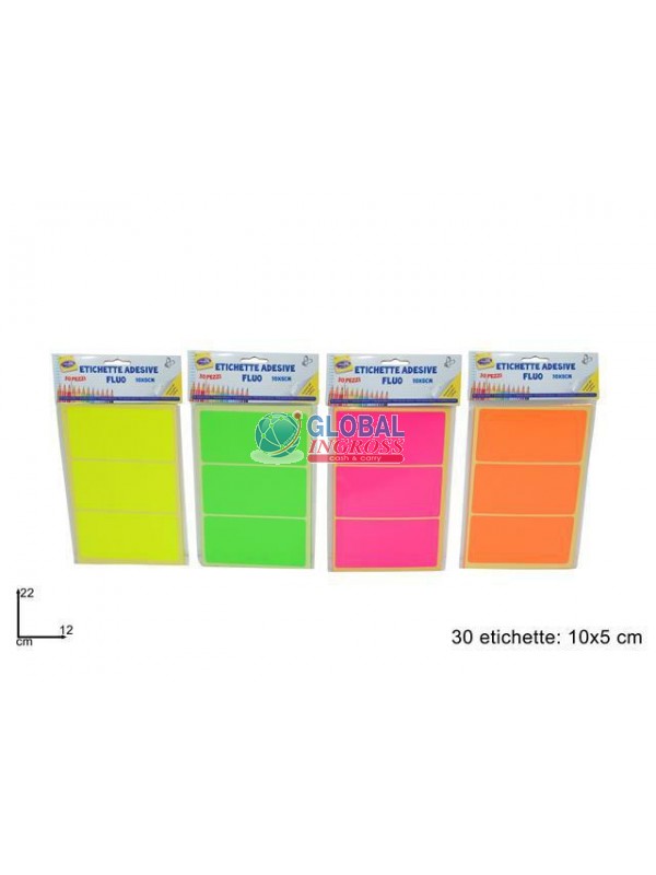 ETICHETTE ADESIVE FLUO 10x5cm 30pz