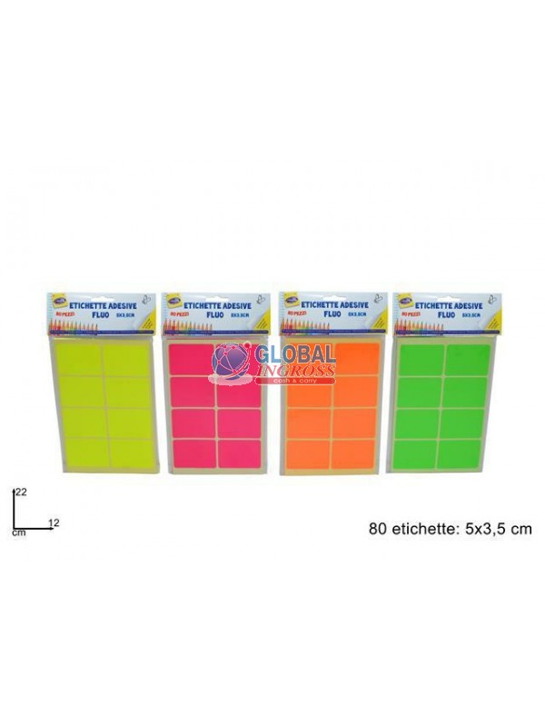 ETICHETTE ADESIVE FLUO 5x3,5cm 80pz