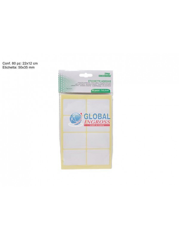 ETICHETTE ADESIVE BIANCHE 5x3,5cm 80pz