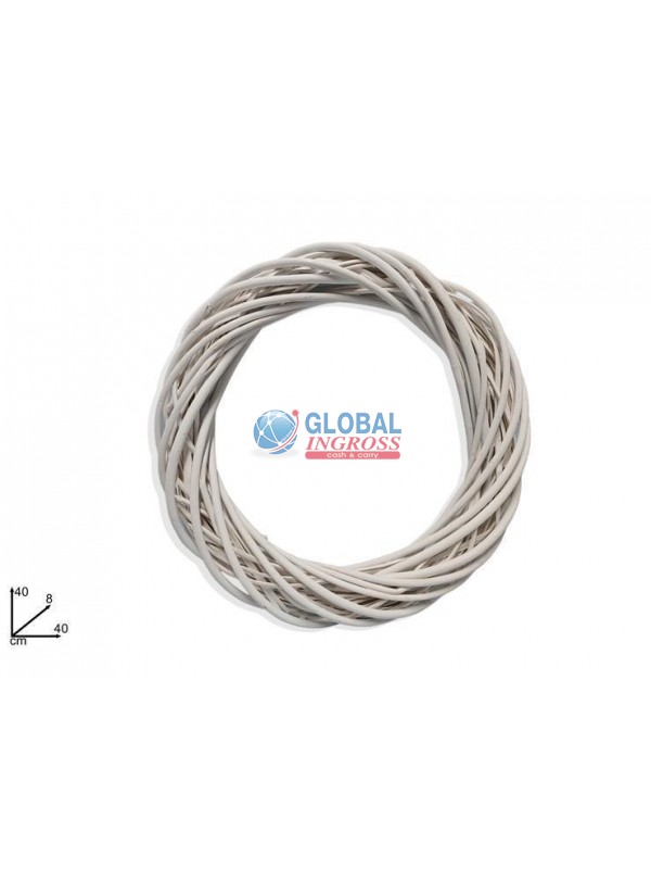 GHIRLANDA LEGNO BIANCO 40cm SPESSORE 8cm