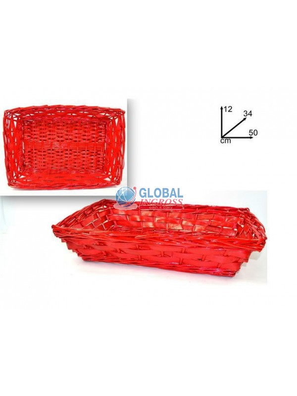 CESTA RETTANGOLARE ROSSA 50cm