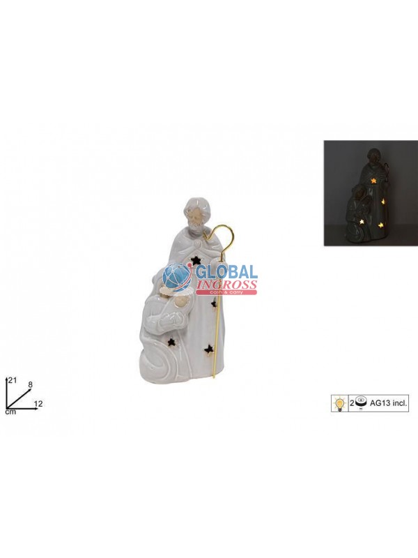 SCENARIO NATIVITA' BIANCA 21cm C/LUCE