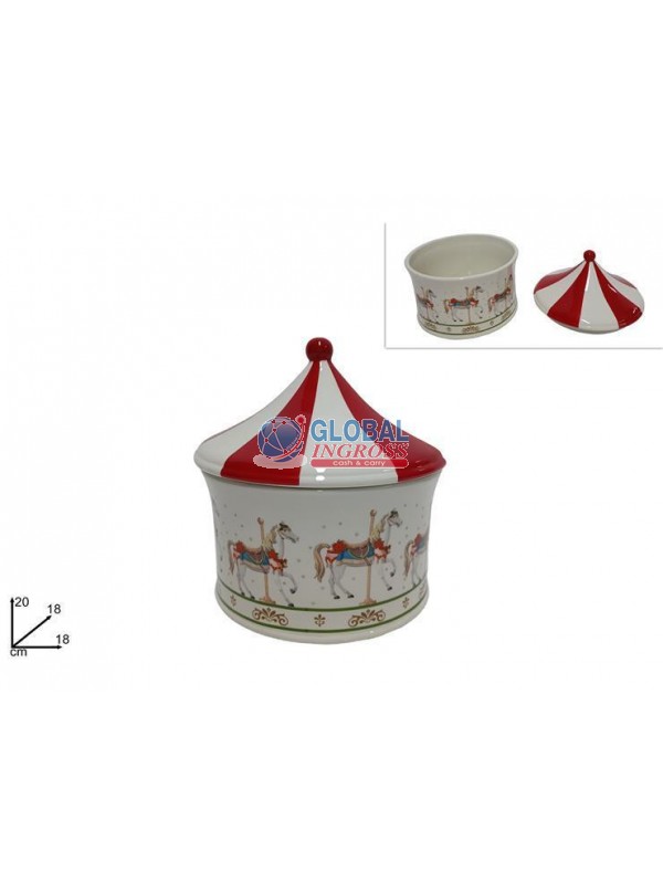 BARATTOLO CAVALLUCCIO NATALE 18cm CERAMICA