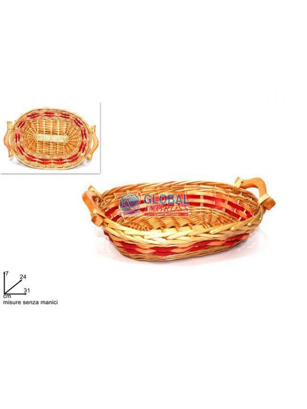 CESTA OVALE 31x24 NATURALE +ROSSO
