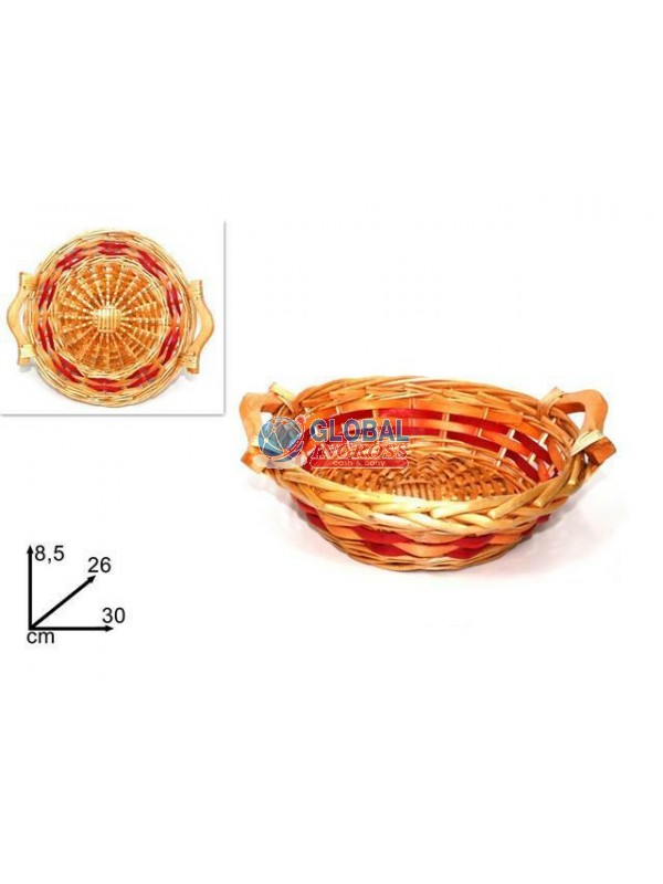 CESTA TONDA 26cm NATURALE +ROSSO