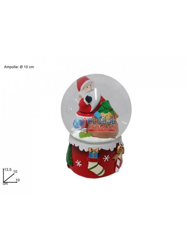 AMPOLLA NEVE C/BABBO NATALE 10cm ASS.