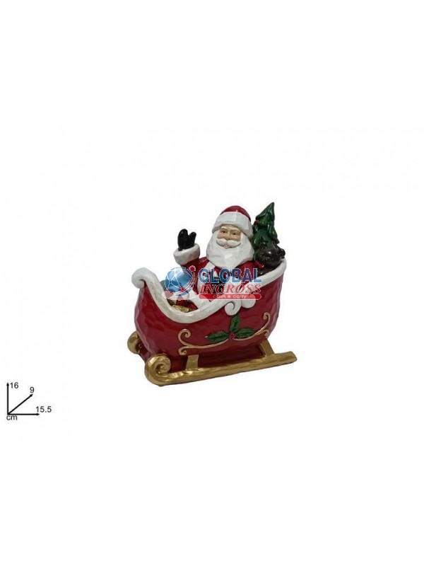 BABBO NATALE SU SLITTA CERAMICA 16cm