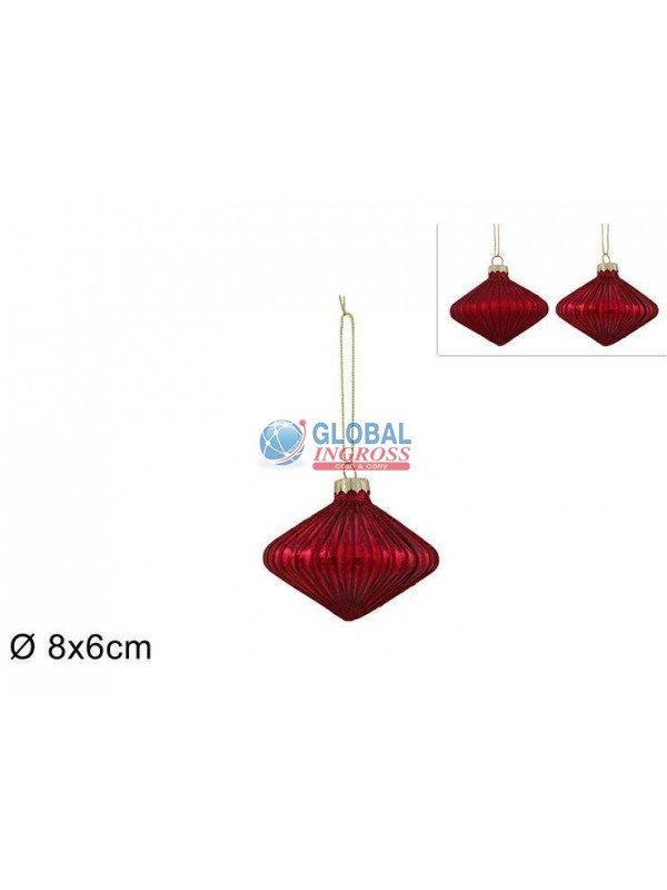 PALLA VETRO ROSSA OPACA/LUCIDA GOCCIA ASS.