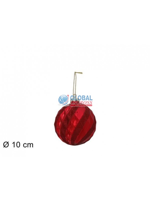 PALLA VETRO ROSSA ROMBI10cm