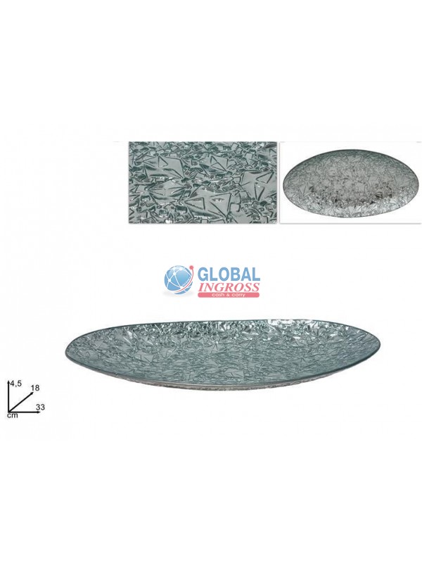 CENTROTAVOLA VETRO OVALE 33x18 SILVER