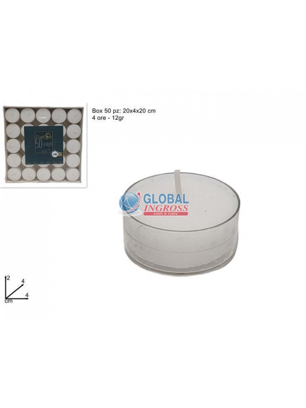 T-LIGHT BIANCO PVC 50pz12gr 4 ORE