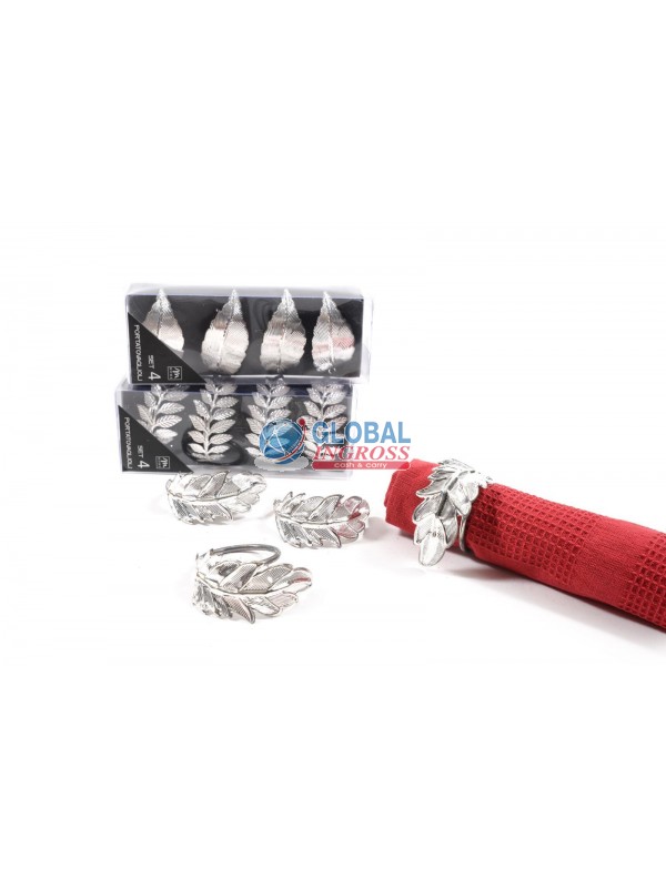 PORTATOVAGLIOLI METALLOFOGLIE ARGENTO 4pz