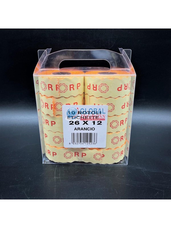 ETICHETTE 26x12 ARANCIO10rot. PREZZATRICE
