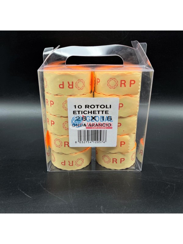ETICHETTE 26x16 ONDA ARANCIO 10rot. PREZZATRICE