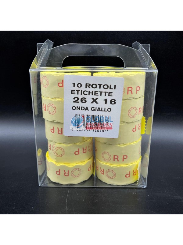 ETICHETTE 26x16 ONDA GIALLO 10rot. PREZZATRICE