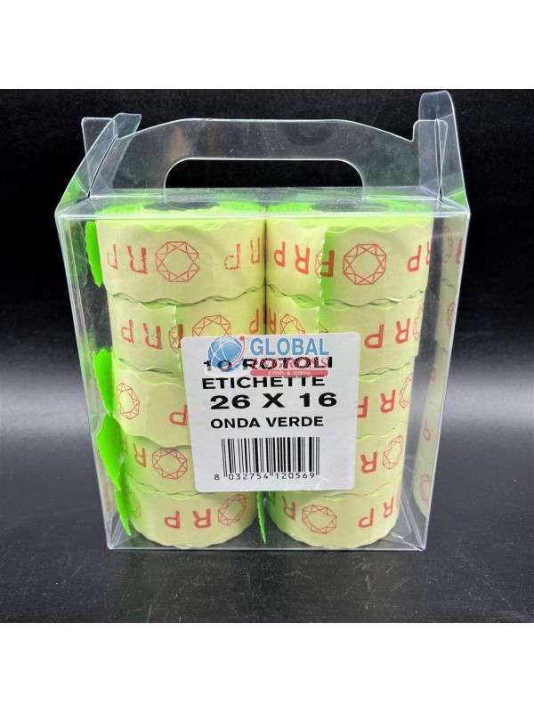 ETICHETTE 26x16 ONDA VERDE 10rot. PREZZATRICE
