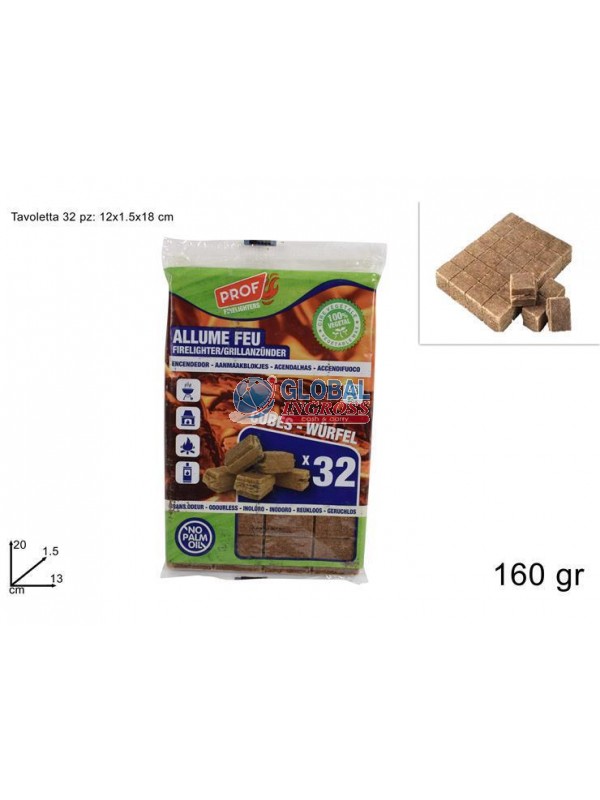 TAVOLETTA ACCENDIFUOCO 32 CUBETTI