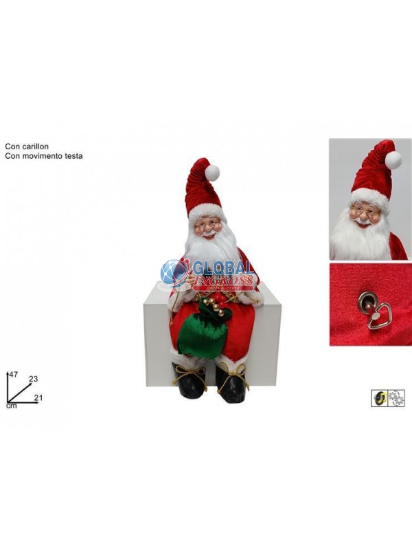 BABBO NATALE CARILLON SEDUTO 47cm ROSSO