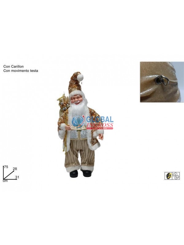 BABBO NATALE CARILLON 75cm ORO CON PAILLETTES