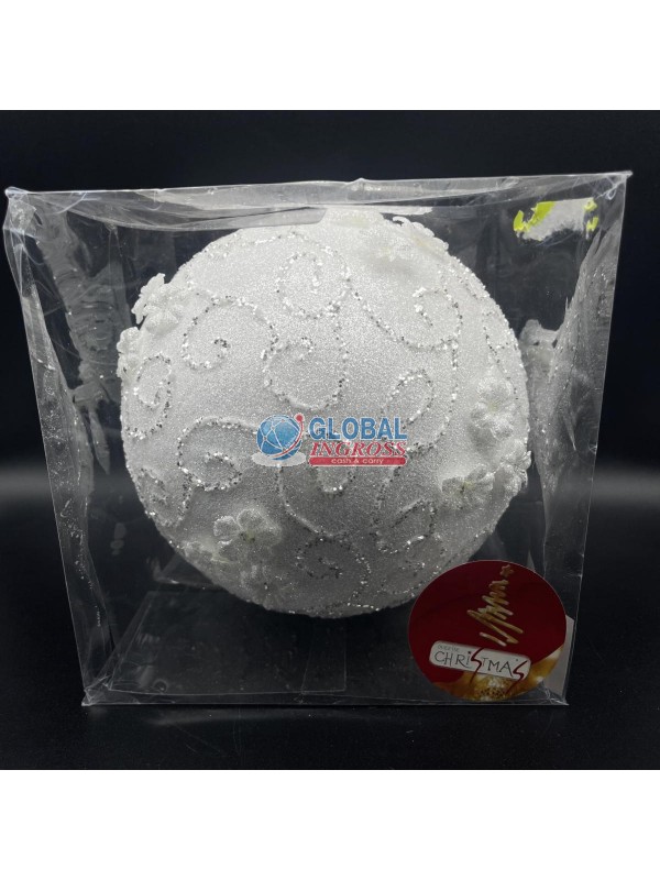 PALLA 20cm BIANCO FIORIGLITTER