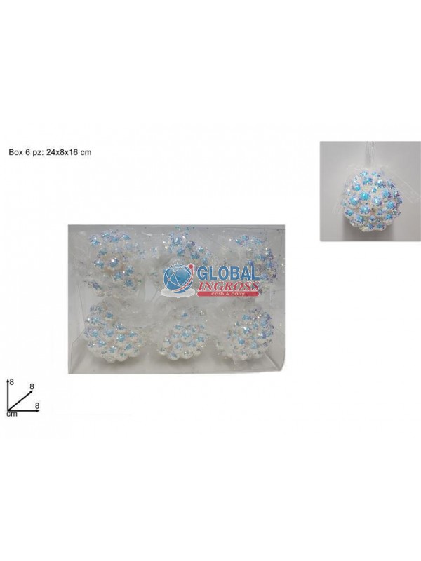 PALLE BIANCHE GHIACCIO 8cm 6pz