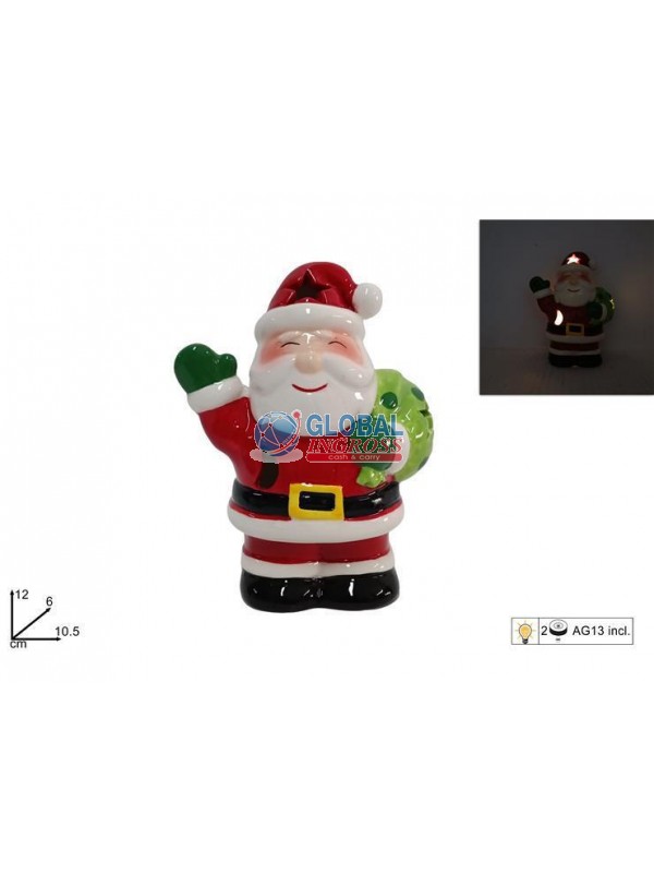 BABBO NATALE CERAMICA C/LUCE 12cm