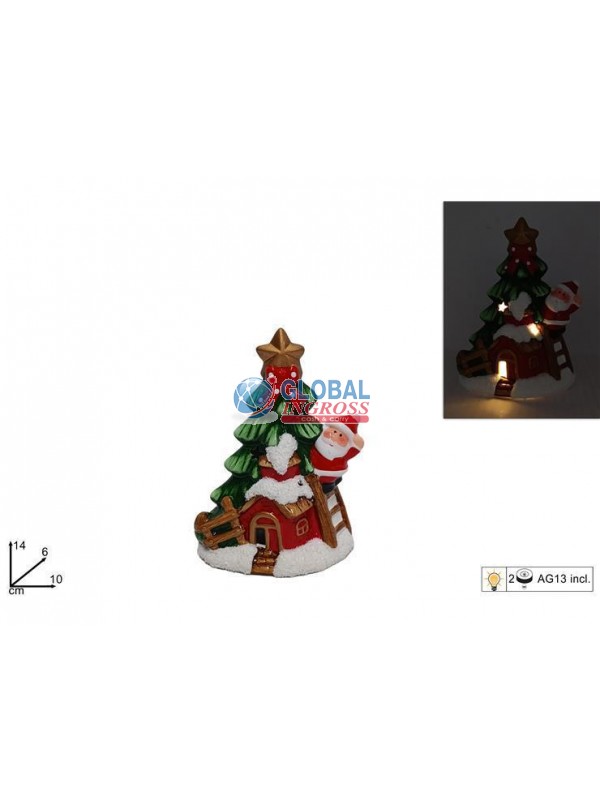 ALBERO C/BABBO NATALE 14cm C/LUCE