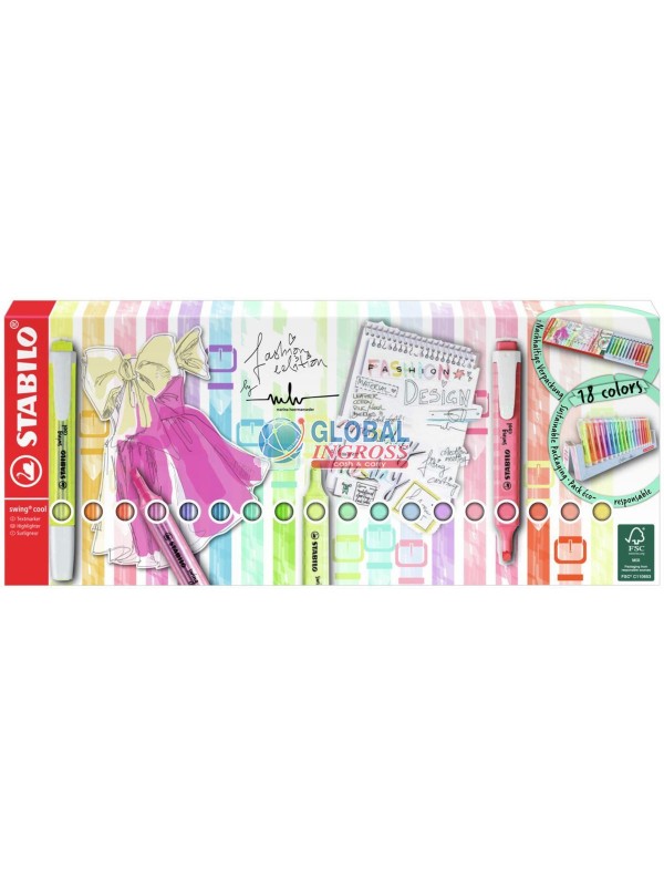 STABILO SWING DESKSET 18pz COOL/PASTEL