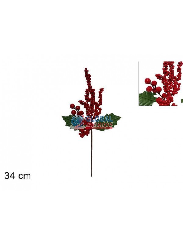 SPILLONE BACCHE C/FOGLIE VERDI 34cm